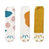 3 Pairs Cute Cat Paws Coral Velvet Socks Women Cat Spotted Winter Socks Plush Warm Sleep Socks Home Floor Socks