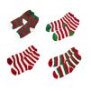 4 Pair Womens Santa Stripes Cozy Warm Plush Slipper Socks for Winter Christmas Gift