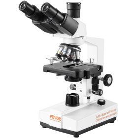 VEVOR Compound Trinocular Microscope, 40X-5000X Magnification Trinocular Compound Lab Microscope with Two-Layer Mechanical Stage, External Interface