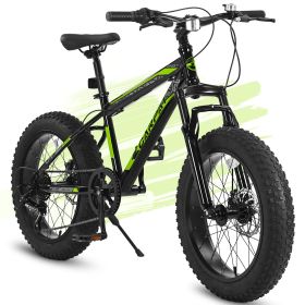 S20109 Kids' Bike 20 Inch Wheels Fat Tire Bike, 4" Wide Fat Tire Snow Mountain Bike Ages 8-12 Year Old, Steel Frame