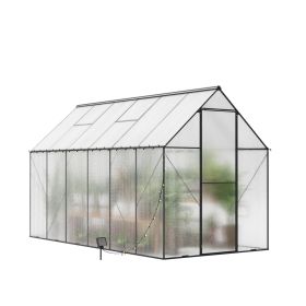 6x12 Outdoor Greenhouse - Walk-in Heavy Duty Storage Shed with Adjustable Vent Window&Lockable Hinged Door,Polycarbonate Greenhouses for Garden Plants
