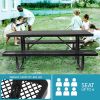 6 ft. Rectangular Outdoor Steel Picnic Table with umbrella pole in Black