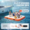 VEVOR Inflatable Floating Dock, 6 x 5FT Inflatable Dock Platform, Non-Slip Water Floating Dock Mat with Portable Carrying Bag & Detachable Ladder