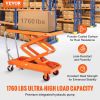 VEVOR Hydraulic Lift Table Cart, 1760lbs Capacity 59" Lifting Height, Manual Double Scissor Lift Table with 4 Wheels and Non-slip Pad