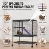 VEVOR 36" Metal Small Animal Cage 2-Tier Rolling Ferret Cage with Tray A Ramp