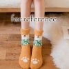 4 Pairs Coral Fleece Socks Women's Winter Cute Dog Mid-calf socks Home Sleep Floor Socks,Black Pink Khaki Yellow