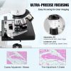 VEVOR Compound Trinocular Microscope, 40X-5000X Magnification Trinocular Compound Lab Microscope with Two-Layer Mechanical Stage, External Interface