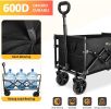 RAINBEAN Collapsible Wagon Cart Foldable Heavy Duty Folding Wagon Large Capacity Shopping Cart Utility for Camping Garden Beach Sports Fishing