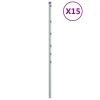 Fence Posts 15 pcs Silver 47.2" Galvanized Steel