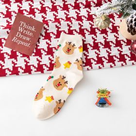 4 Pairs Christmas Socks Woman Funny Santa Claus Christmas snowman Socks Kawaii Cartoon Animal Girl Cute Novel Christmas Gift Socks (Color: White, size: one size)