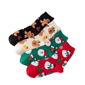 4 Pairs Christmas Socks Woman Funny Santa Claus Christmas snowman Socks Kawaii Cartoon Animal Girl Cute Novel Christmas Gift Socks (Color: Random, size: one size)