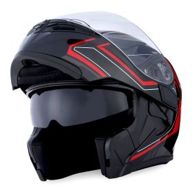 Motorcycle Street Bike Modular Flip up Dual Visor Full Face Helmet HB89 (Color-Size: Arrow Red-M)