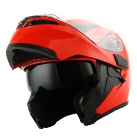 Motorcycle Street Bike Modular Flip up Dual Visor Full Face Helmet HB89 (Color-Size: Glossy Red-M)