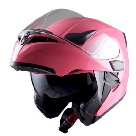 Motorcycle Street Bike Modular Flip up Dual Visor Full Face Helmet HB89 (Color-Size: Glossy Pink-XL)