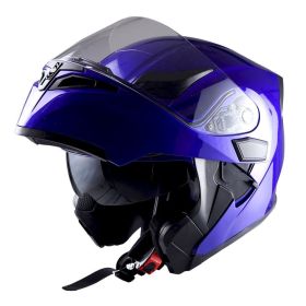 Motorcycle Street Bike Modular Flip up Dual Visor Full Face Helmet HB89 (Color-Size: Glossy Blue-L)
