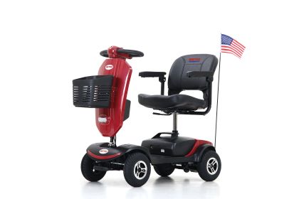 Mobility Scooters Lightweight Compact With Exclusive Front Windshield (Color: Red)