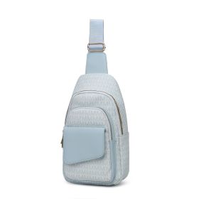MKF Collection Kace M Logo Printed Vegan Leather Women Sling Bag by Mia k (Material: Vegan Leather, Color: Light Blue)