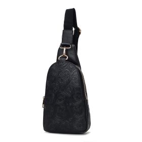 MKF Collection Millie Women Flower Embossed Sling bag Vegan Leather By Mia K (Material: Flower, Color: Black)