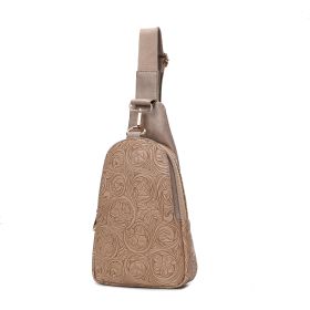 MKF Collection Millie Women Flower Embossed Sling bag Vegan Leather By Mia K (Material: Flower, Color: Stone)