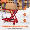 VEVOR Hydraulic Lift Table Cart, 500lbs Capacity 28.5" Lifting Height, Manual Single Scissor Lift Table with 4 Wheels and Non-slip Pad